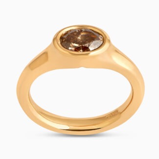 22K Sunrise Gold Oval Fancy Diamond Ring