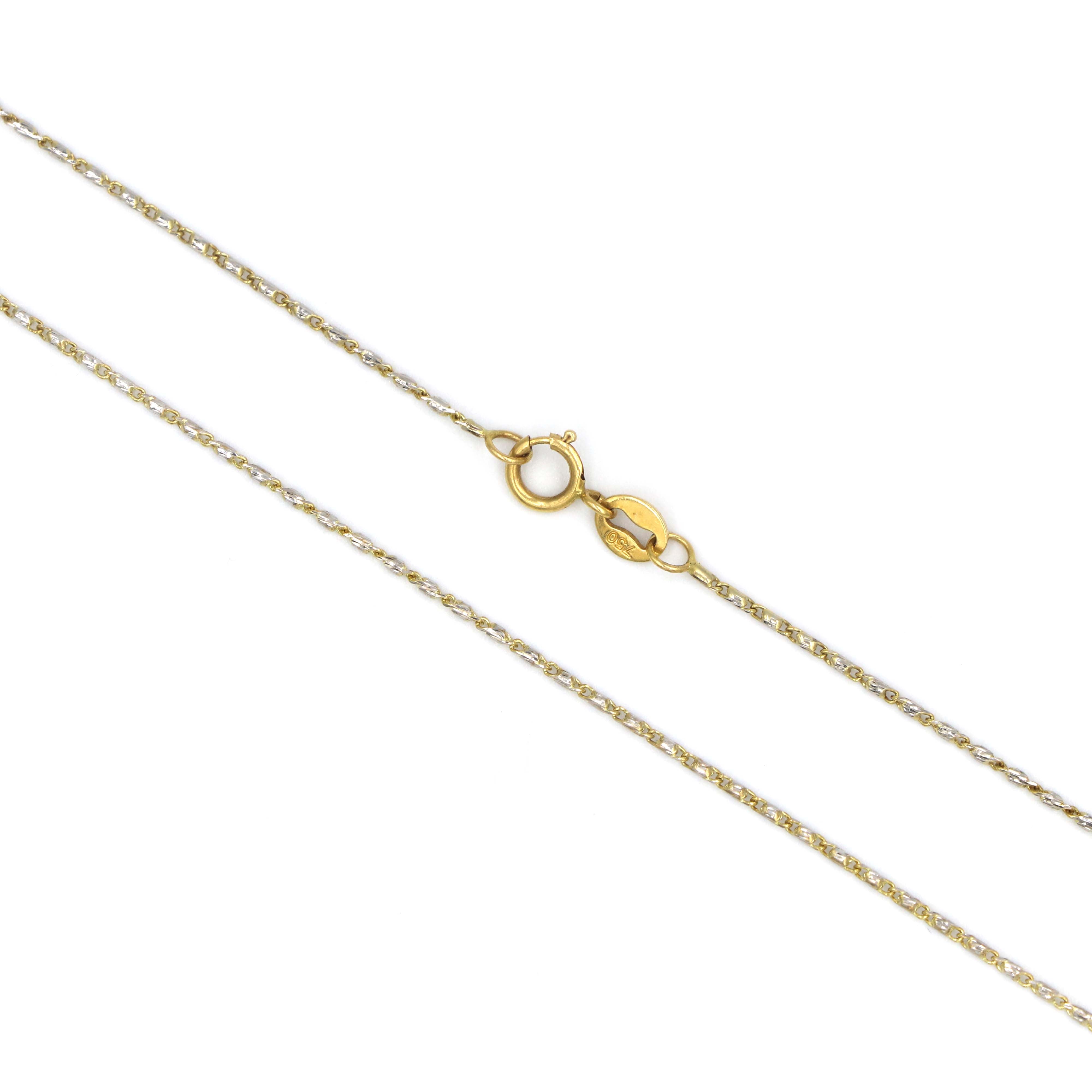 Elegant 18K Thin Gold Chain with White Sparkling Balls