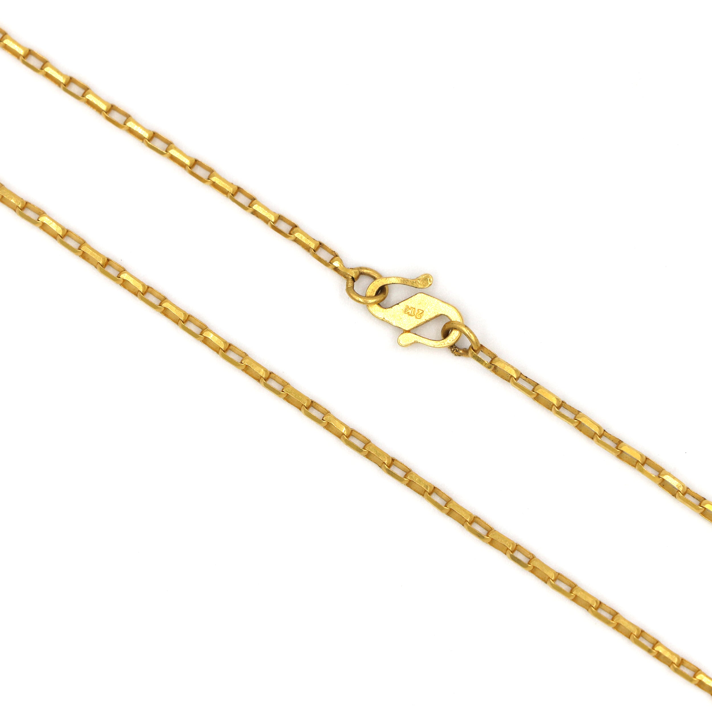 21K Gold Link Chain Necklace in Box Shape