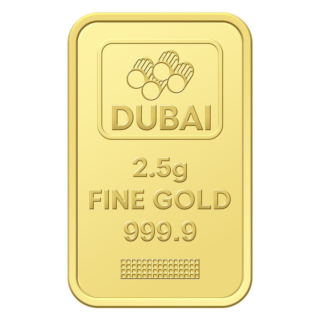 Dubai 2.5 Grams Pure 999.9 Fine Gold Bar