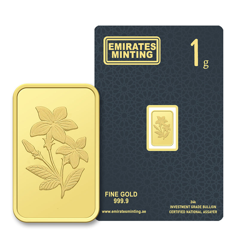 Emirates Minting 1 Gram Flower Gold Bar 999.9 Purity