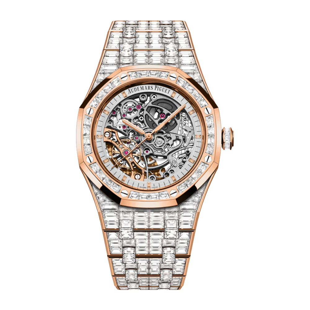 Audemars Piguet Royal Oak 15417Or.Zz.1267Or.01 Gray Dial Baguette Diamond